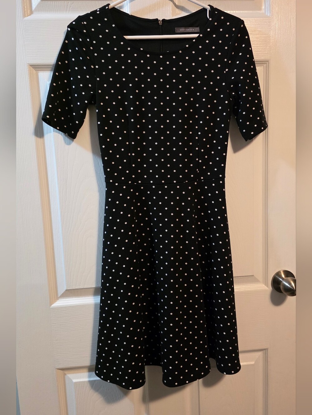 4/$67 Deal! Suzy Shier Black Polka Dot Midi Dress